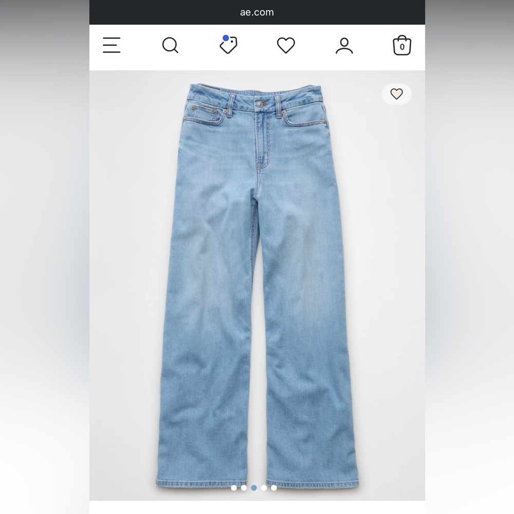 AE Dreamy Drape Stretch Curvy Super High-Waisted Baggy Wide-Leg Jean. Size 8